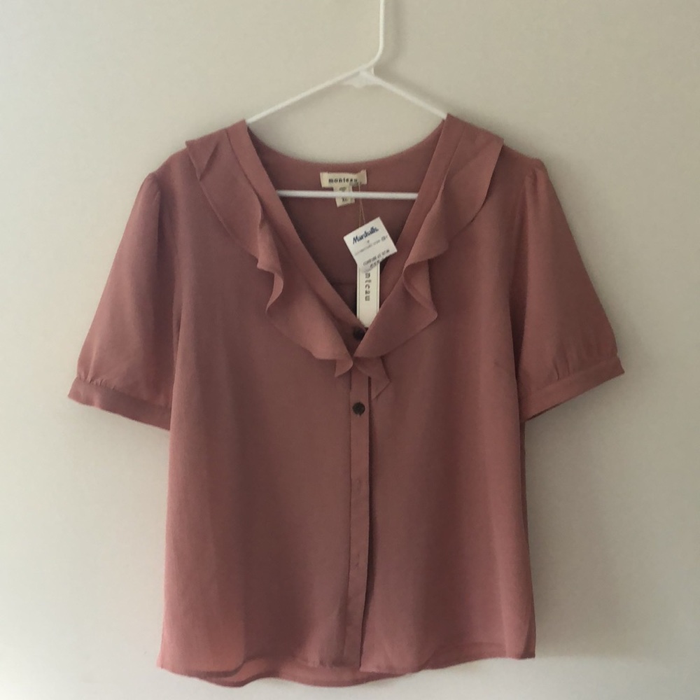 Monteau V neck blouse blush pink XL NWT - Picture 4 of 9